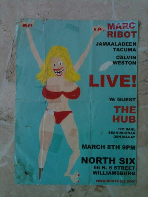 Hand-painted Northsix poster, The Hub with Marc Ribot